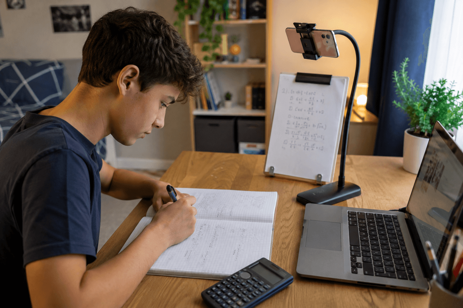 GCSE Maths student completing written Maths work