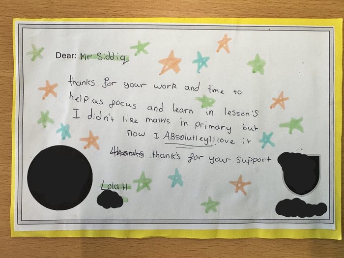 Redacted handwritten student feedback