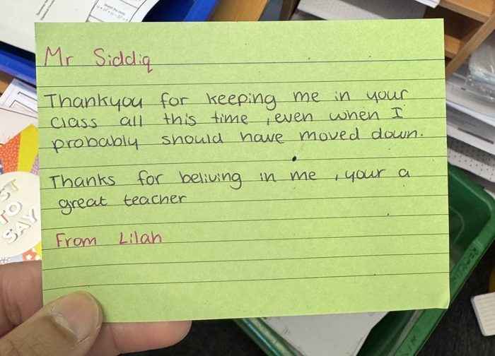 Redacted handwritten student feedback