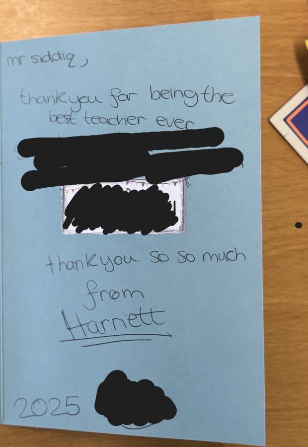 Redacted handwritten student feedback